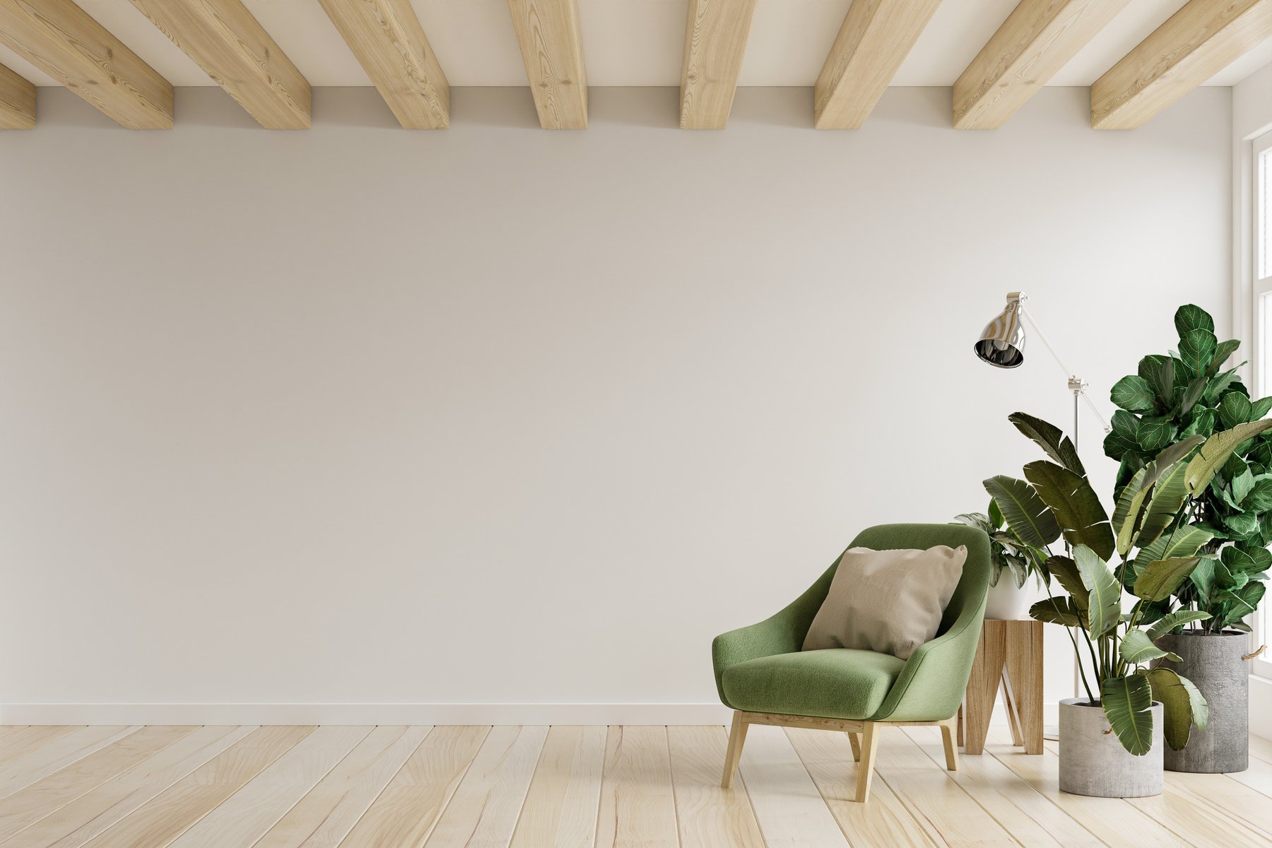 Living Room with Armchairs and Plants Decorated